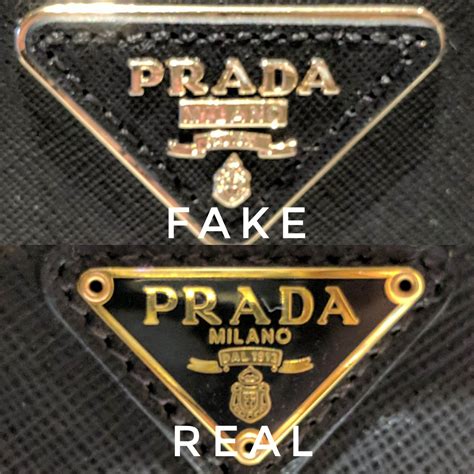 fake prada logo vs real|authentic prada logo.